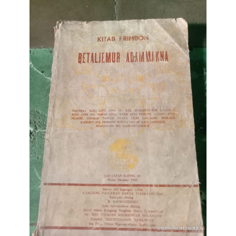 buku primbon jawa betaljemur adamakna