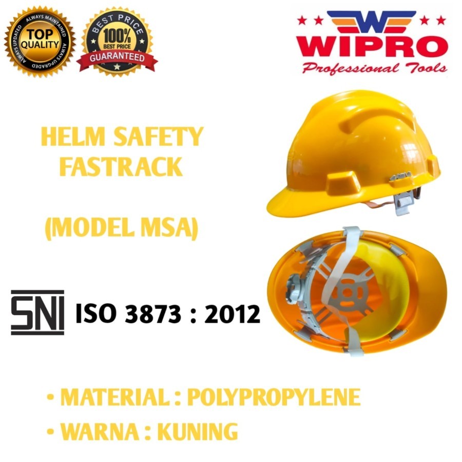 Helm Safety Proyek Model MSA Merk Wipro Kuning Wipro Helm Proyek warna Kuning tipe putar Helm Proyek