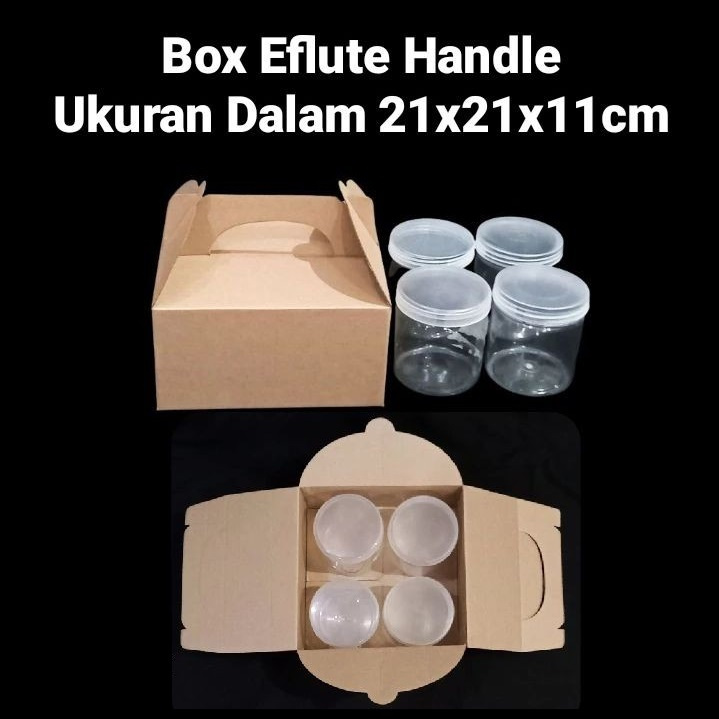 

( 10 pcs ) Box Handle Polos Packaging Kue Kering Dus Tenteng Kotak 21x21x11 cm Muat 4 Toples Tabung 600ml