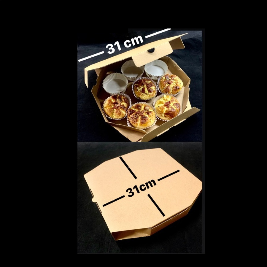 

( 10 pcs ) Kotak Box Pizza Kardus Coklat Polos Ukuran 31x5 cm Packaging Kado Hijab