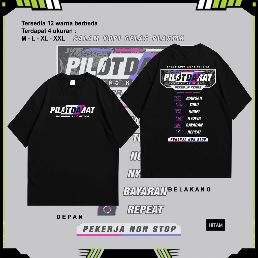 Kaos Anak Distro Laki Laki Pilot Darat Pejuang Kilometer Mangan Turu Ngopi Nyoper Baju Distro Kata K