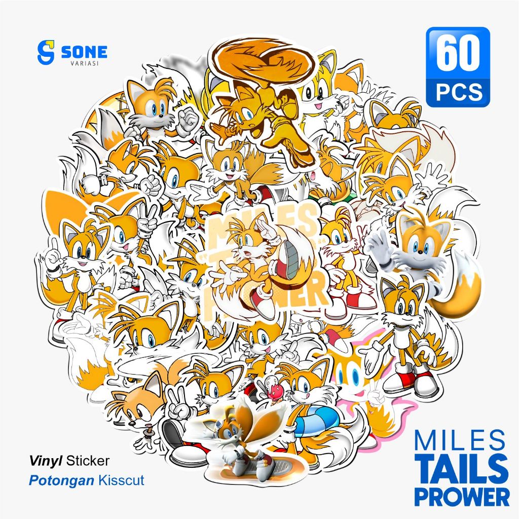 

Stiker Miles Tails Prower Aesthetic Paper Vinyl Anti Air Aksesoris Laptop Buku Tumbler