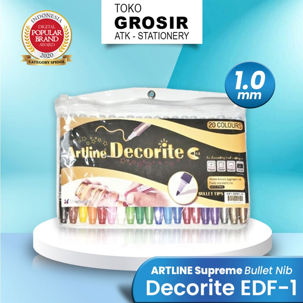 

GROSIR ARTLINE Spidol Supreme Decorite Bullet Markers SET 20 Colours EDF-1/20W