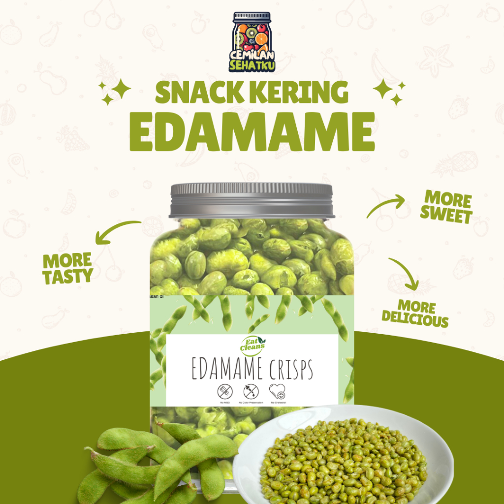 

Dried Snack Keripik Edamame Krispi - Snack Sehat Edamame Crispy - Kriuk dan Renyah Vacuum Frying - Kripik Buah dan Sayur Sehat - Camilan Edamame - Makanan Diet Sehat - Snack Vegetarian - Snack Vegan Halal