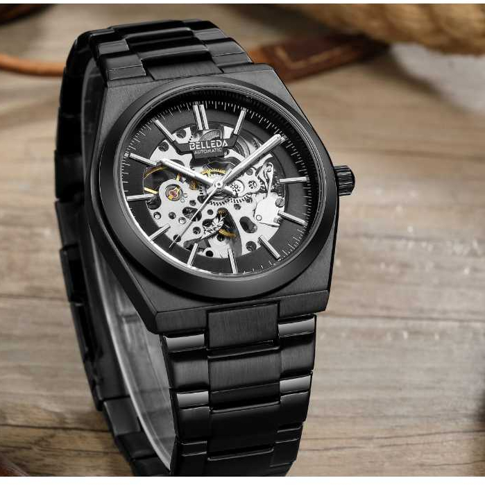 Belleda Jam Tangan Tria BL 9542 Automatic Rantai Pria Anti Air 3Atm Original Watches