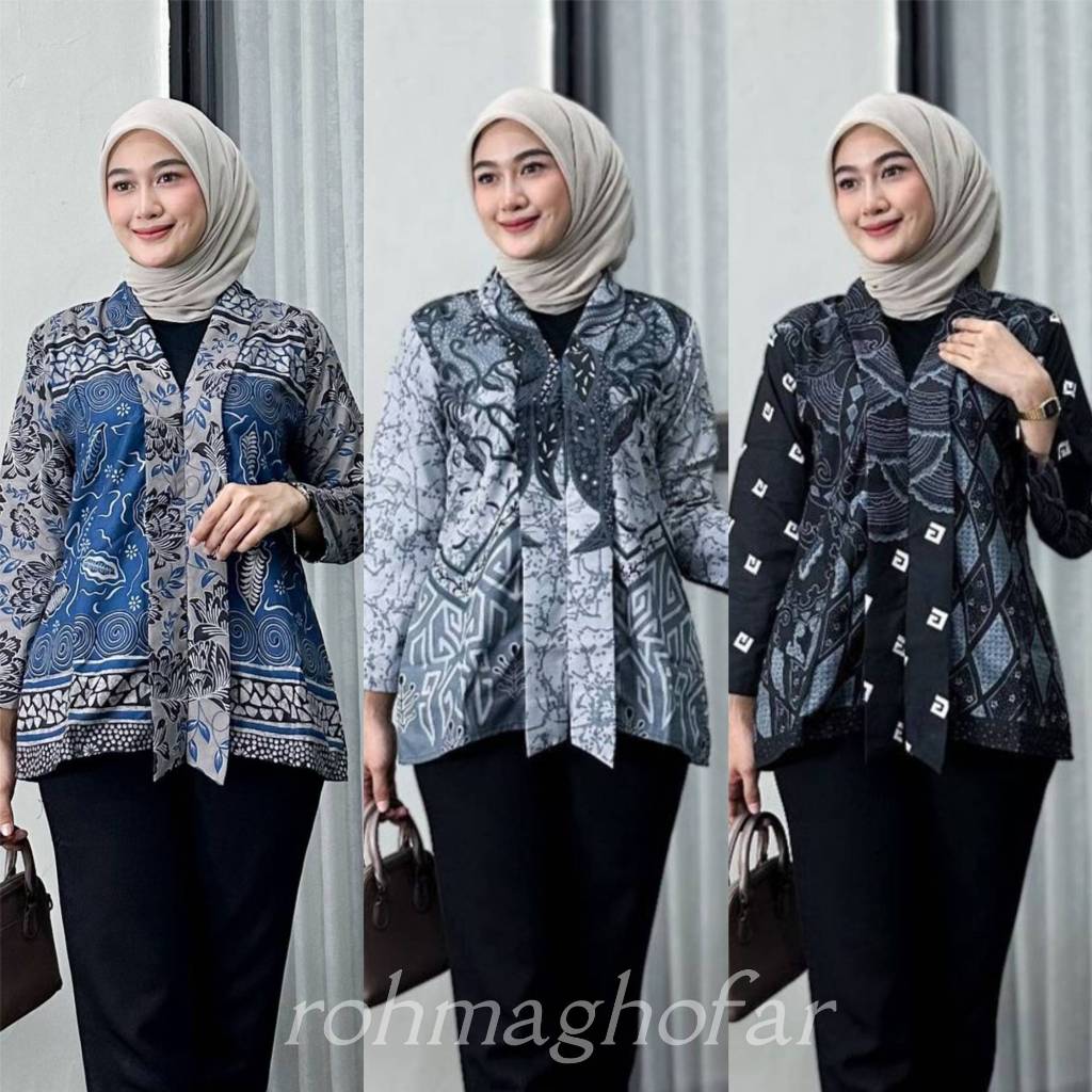 Irma Kebaya Batik Wanita Modern Lengan Panjang Puffy Blouse Batik Baju Kerja Wanita Modern
