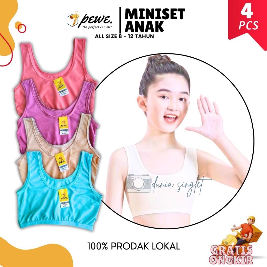 paket 3 pcs Miniset Polos Anak Perempuan Step 1 Mini Set Anak SD Bahan Rayon Spandex