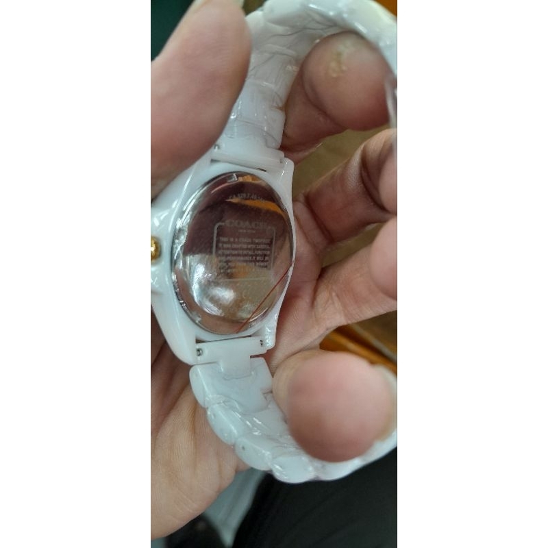 jam tangan wanita Coach keramik putih warna warni