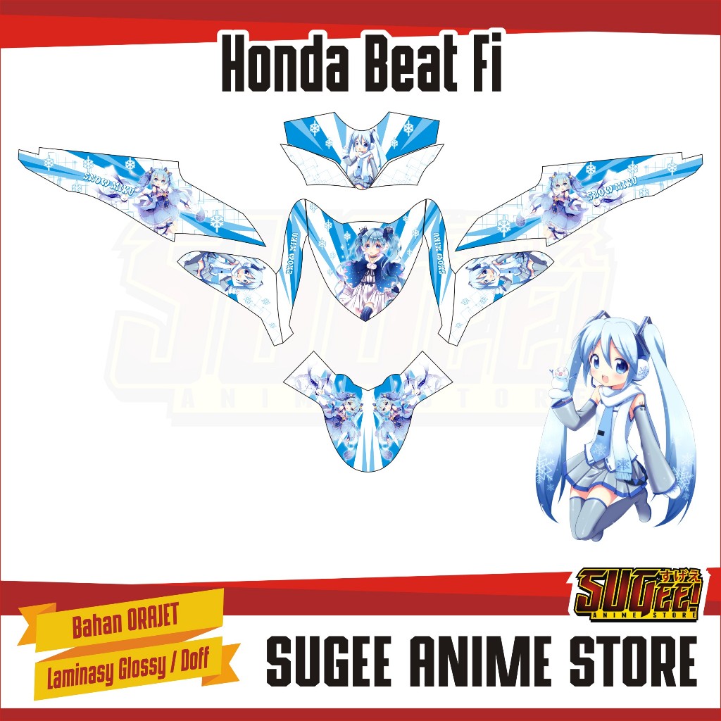 Sticker Anime Decal Motor Honda Beat Fi Miku