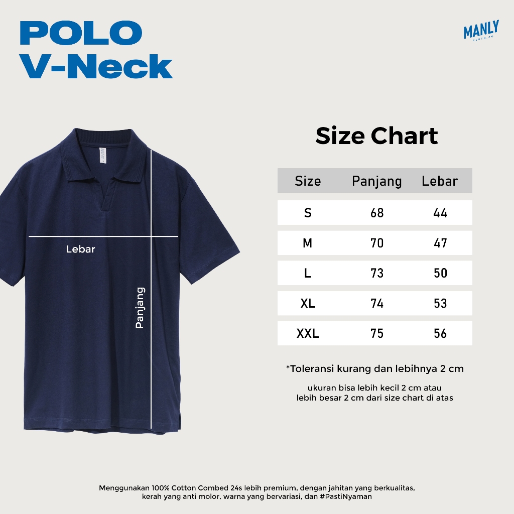 premium old money polo shirt v-neck katun combed 24s