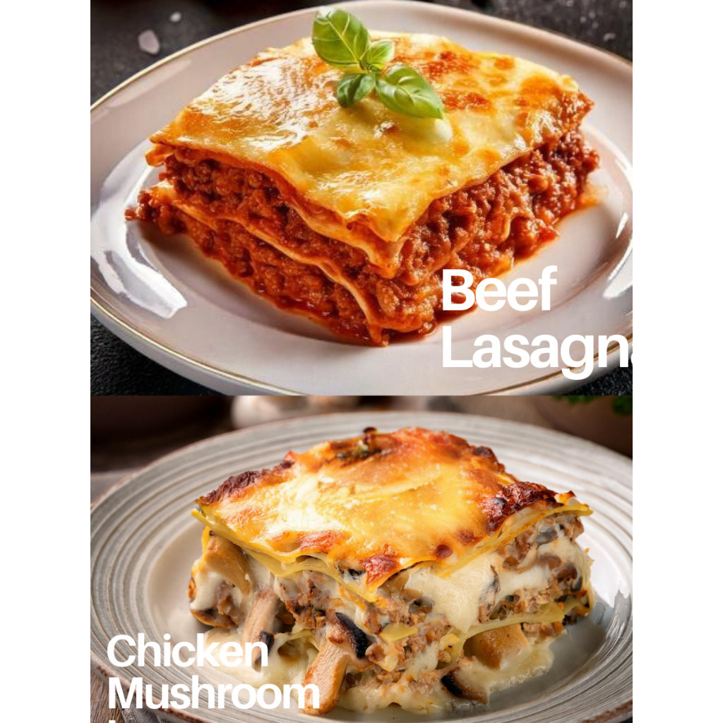 

[Bundling] Signature Beef Lasagna + Chicken Mushroom Lasagna