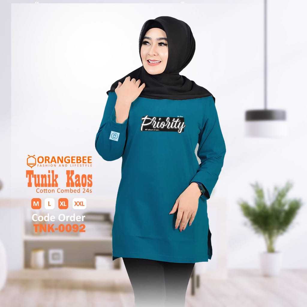 Tunik kaos Wanita - OrangeBee New Collection - Tunik Kaos - Tunik Muslimah - Tunik Kekinian - Tunik 