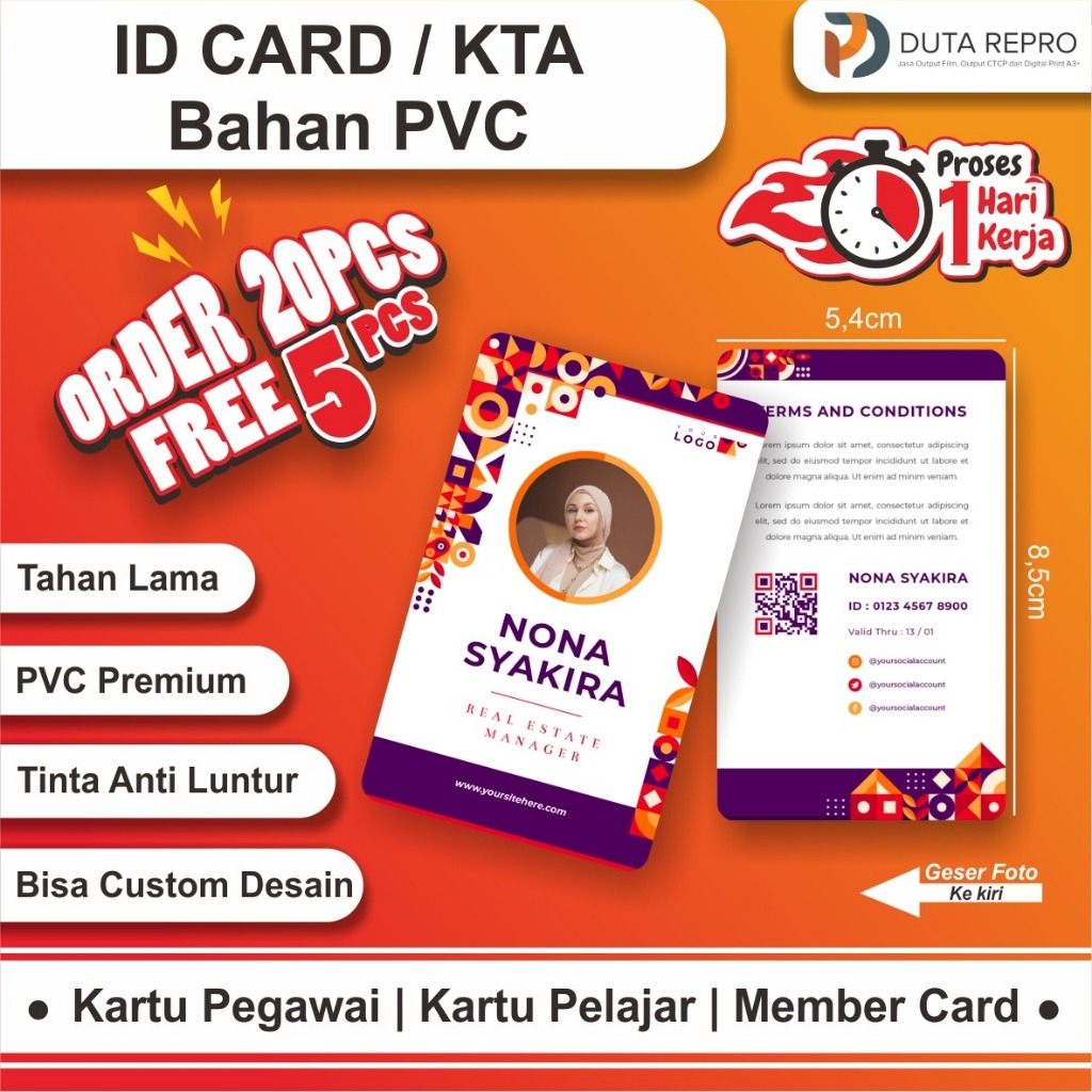 

Cetak ID Card / KTA PVC Premium Kartu Pelajar | Cetak Kartu Pegawai | Cetak Member Card.