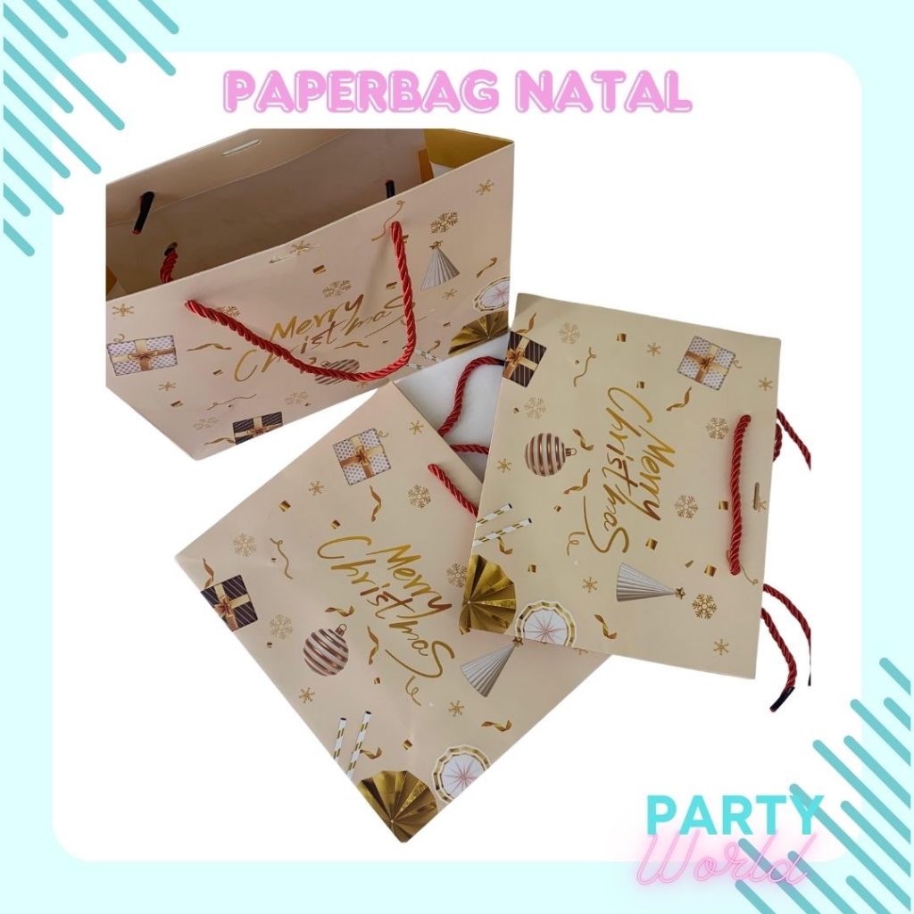 

Paper Bag Premium Natal Medium 24.5 x 19.5 Cm Goodie Bag Merry Christmas Paper Bag Tebal Tas Hadiah Natal Tas Paper Bag Christmas Tebal
