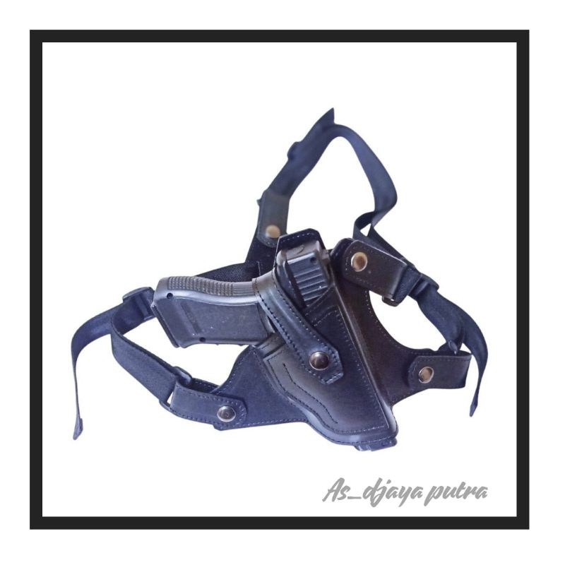 Holster dada glock 17 18 19 selempang bahu kulit asli universal