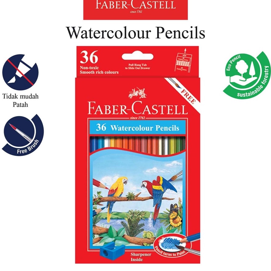 

HJ6 Pensil Warna Faber Castell 36 Warna Water Colour Pencil Ukuran Panjang Gratis Kuas dan Rautan