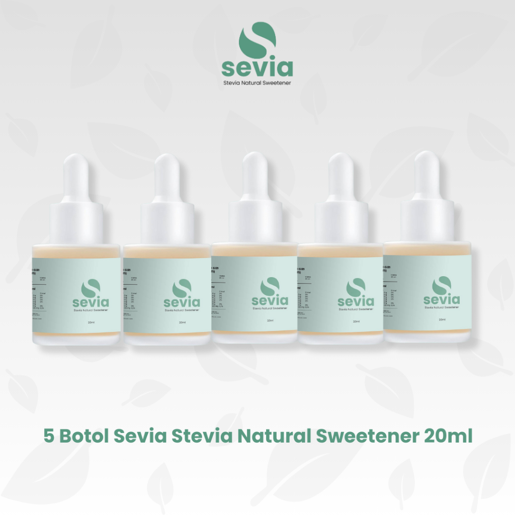 

5 Botol Sevia Stevia Natural Sweetener 20ml Pemanis Alami Pengganti Gula 0 Kalori dari Daun Stevia