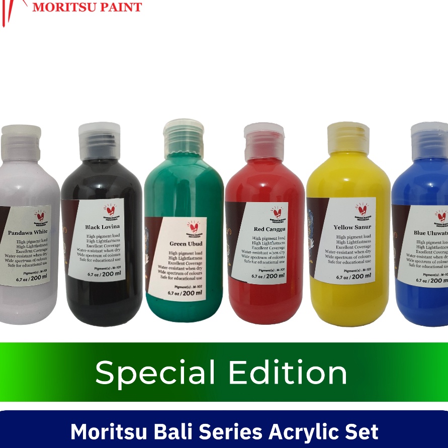 

HJ6 Cat Akrilik Set Moritsu Acrylic Paint Bali Series 2 ML 6 Colours