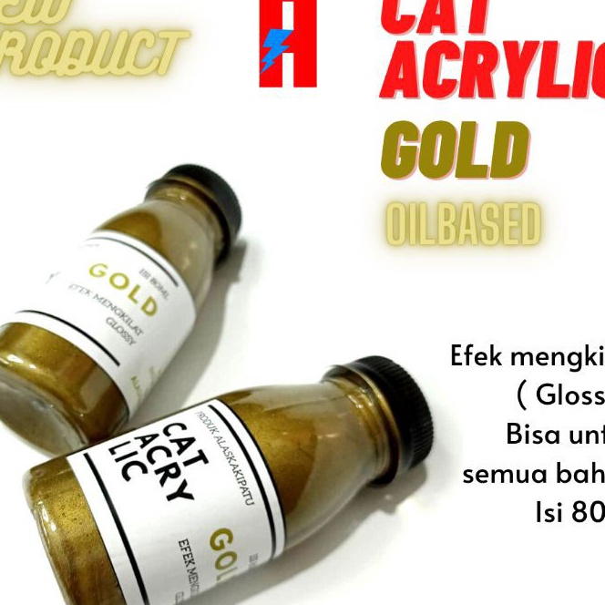

FG2 Cat sepatu acrylic warna Gold Mengkilat oilbased 8ml