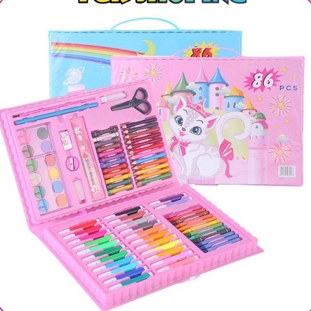 

Diskon YUKSHOPING Oil Pastel Crayon pena cat air 68 pensil Warna Set kuas lukis Crayon Anak Set Koper 86 in 1 Crayon Mewarnai dan Melukis Lengkap dengan Cat Air S56