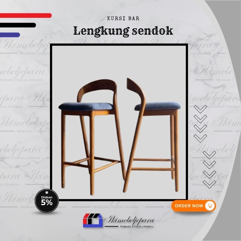 kursi bar sendok lengkung kayu jati minimalis