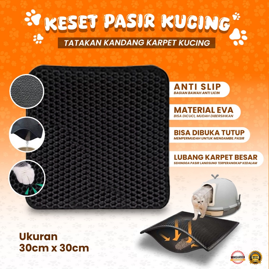KESET PASIR KUCING SMALL alas pasir kucing karpet tatakan cat litter mat waterproof