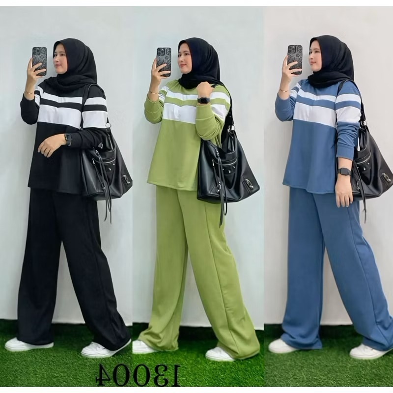 CRINKLE AIRFLOW JELITA SET CELANA KULOT // SETELAN JELITA // SETELAN KOMBINASI // ONE SET POLOS // S