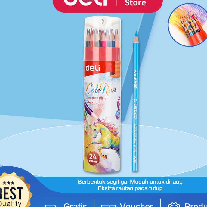 

KF7 Deli Pensil Warna 24 Warna dengan Bonus Rautan Pensil pada box EC327