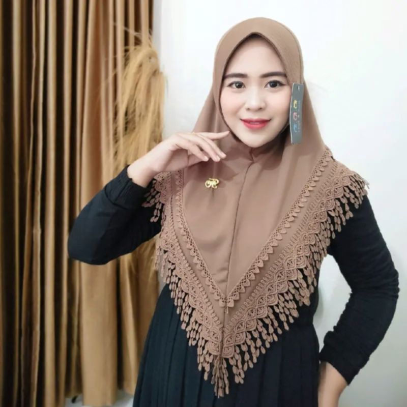 Jilbab Instan Friska Pad Renda Mewah ori FO