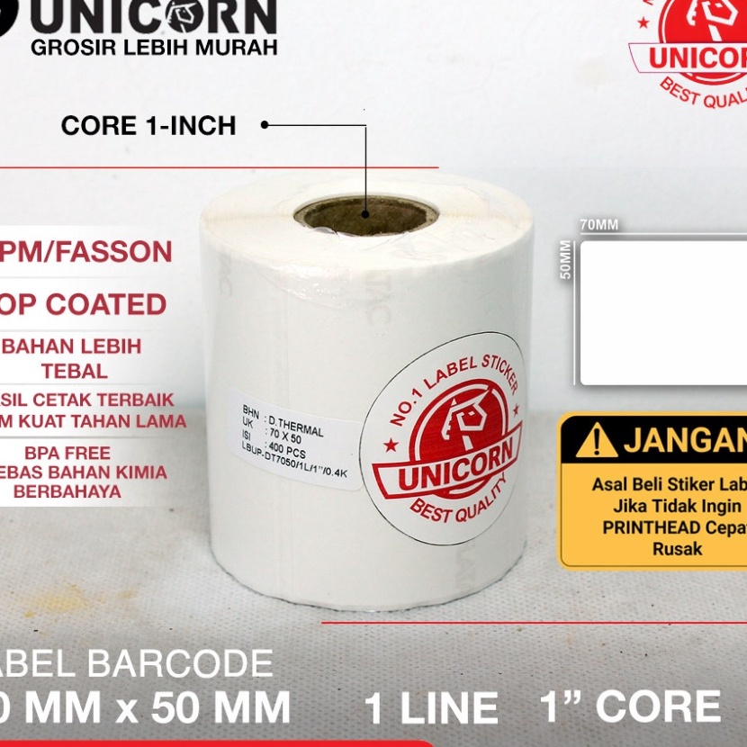 

Wow Unicorn Stiker Label Barcode Thermal 7x5mm 7x5 mm 7 x 5 mm 7x5 CM Isi 4pcs