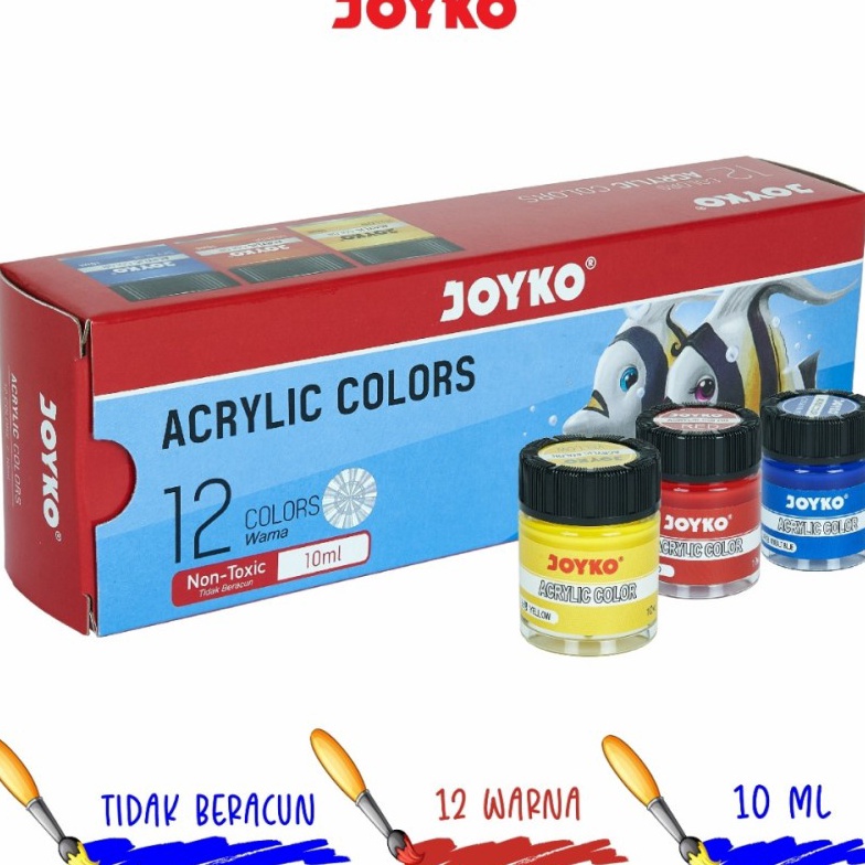 

KI3 Acrylic Color Set Cat Aklirik JOYKO 12warna ACC1mlCat Lukis Aklirik