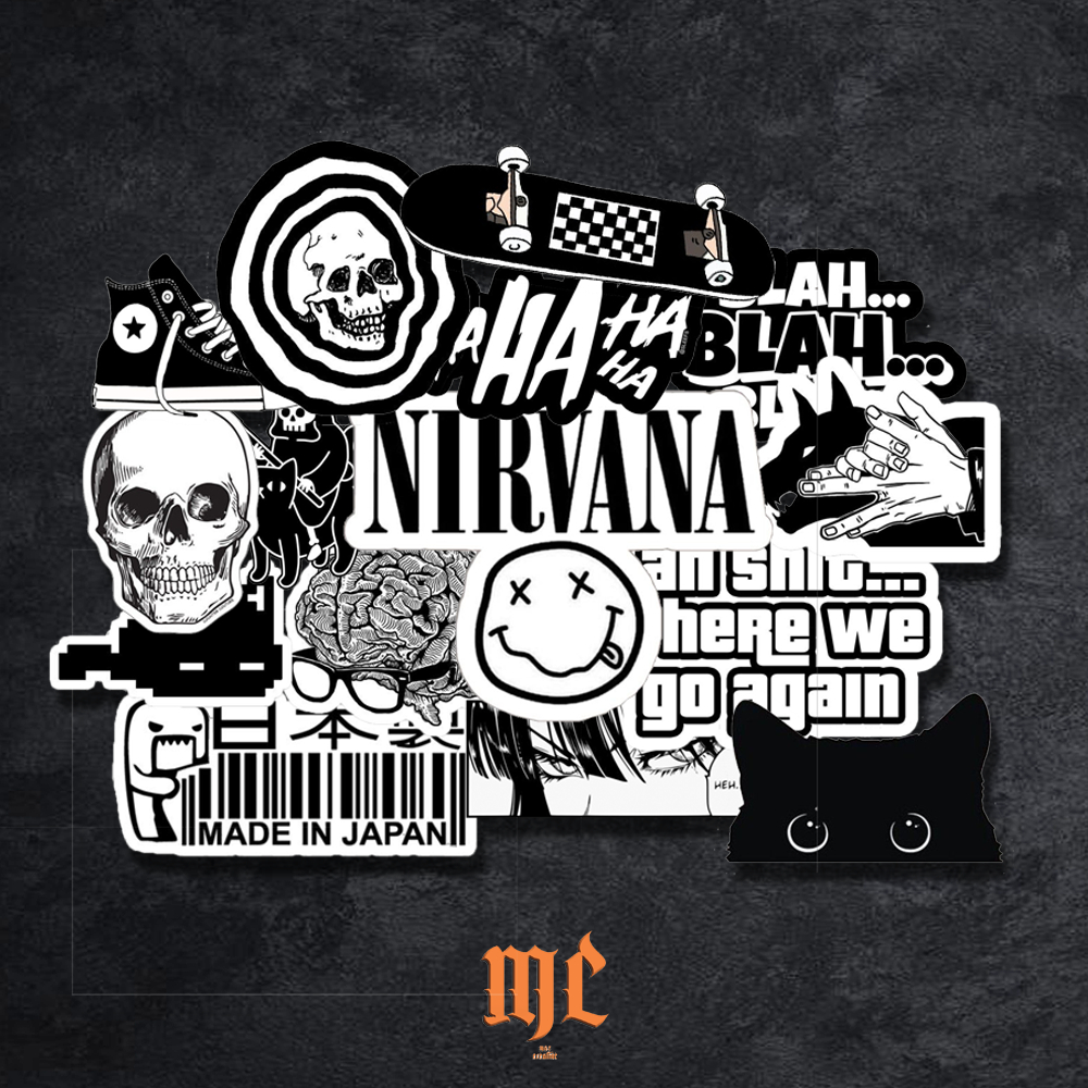 

(BISA COD) Stiker Pack Black & White Series BW Aesthetic Estetik Berbagai Model Sticker Untuk Helm Gitar Laptop