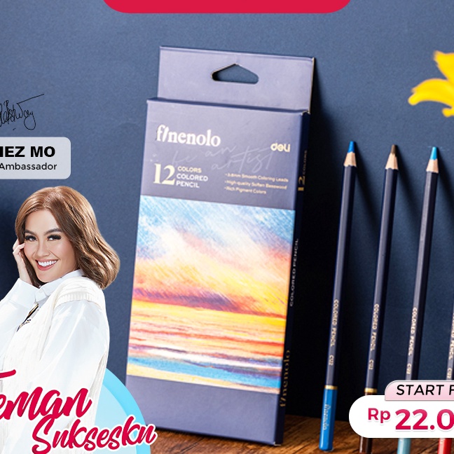 

KP8 Deli Finenolo Pensil Warna Premium Colored Pencil 38mm Lead Warna Sangat Terang EC131