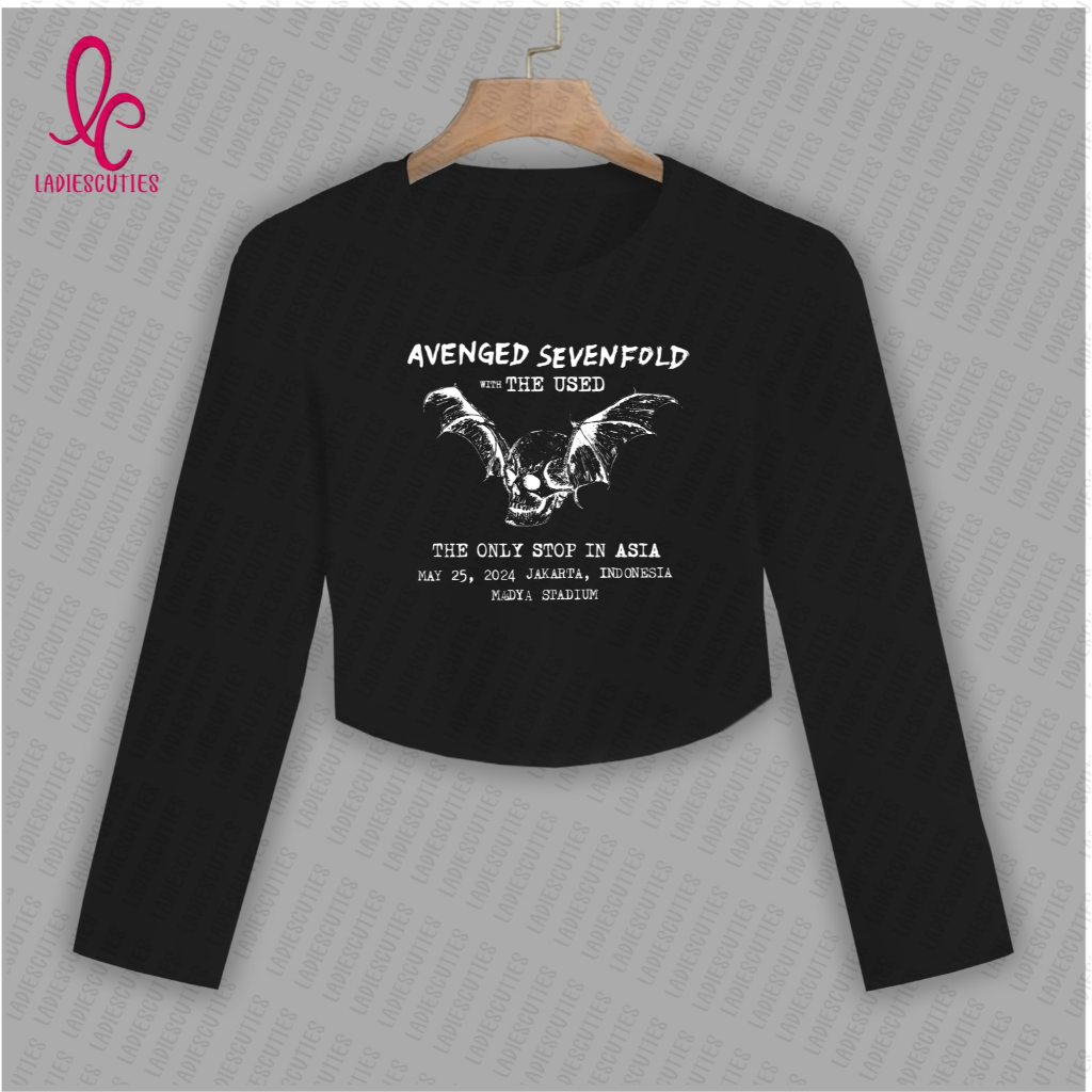 Ladiescuties Kaos Crop top lengen panjang avenged sevenfold the used yinyang T-shirt wanita