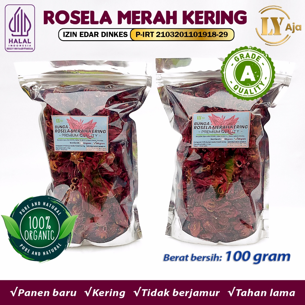 

Grosir Teh Bunga Rosella Rosela Merah 100 gram LY Aja Kering Grade A