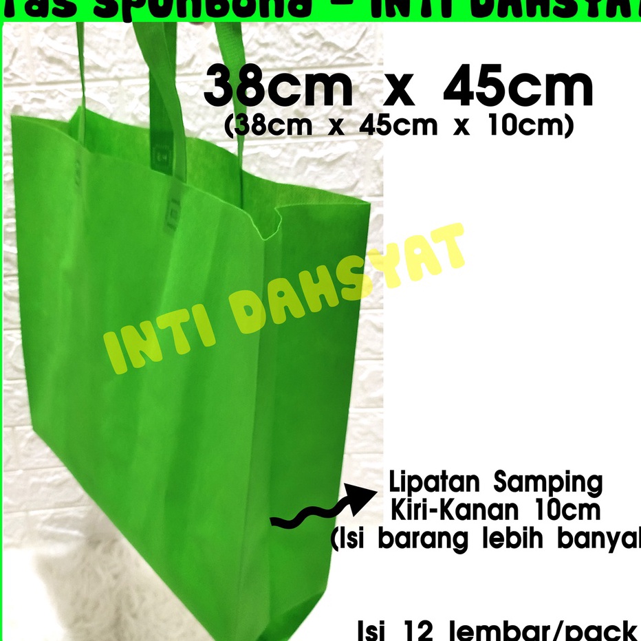 

BERLIPAT GANDA Tas Spuond Goodie Bag Non Wooven Handle Lipat Samping 38x451 isi 12lembarLusin Tas Sembako Besar PALING MURAH