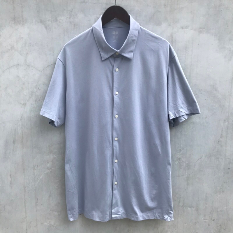 Kemeja Basic by Uniqlo Airism Shirt Blue XXL