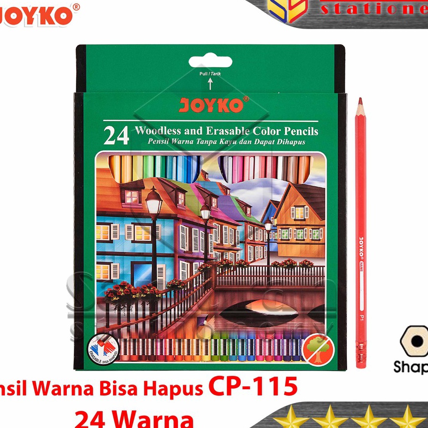 

KP8 Pensil Warna Joyko 115 24 Warna Panjang Bisa Hapus Color Pencil 24 Colours Erasable CP115