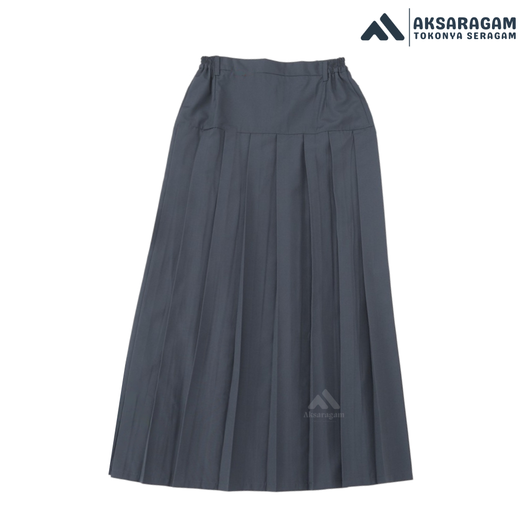 Aksaragam - Rok Rempel Bawah Pinggang Panjang Abu Tingkat SMA - Rok Rempel - Rok SMA