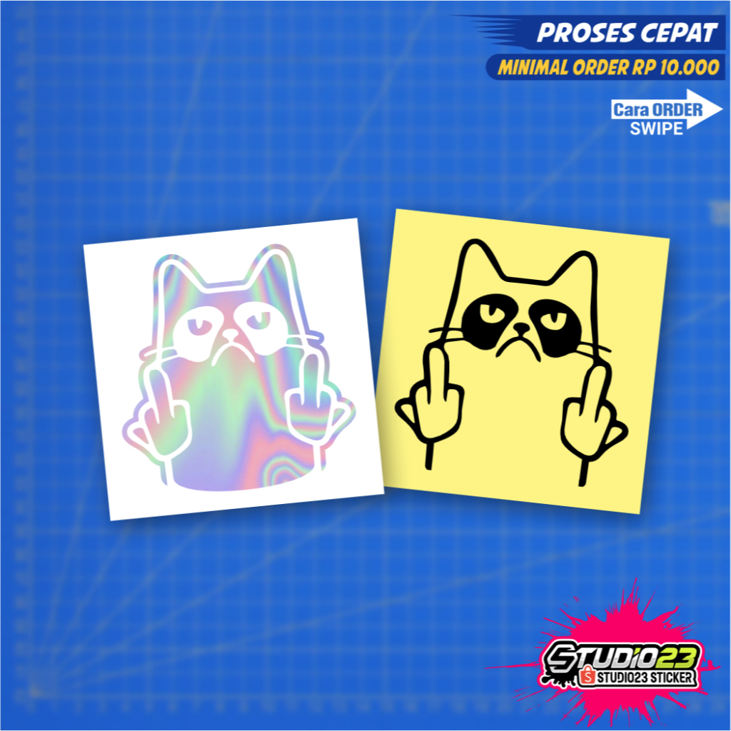 

Stiker Cutting F*CK Meme kartun Lucu Hologram