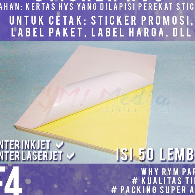 

Diskon Sticker HVS F4 isi 5 lembar Kes Stiker Doff Matte Folio