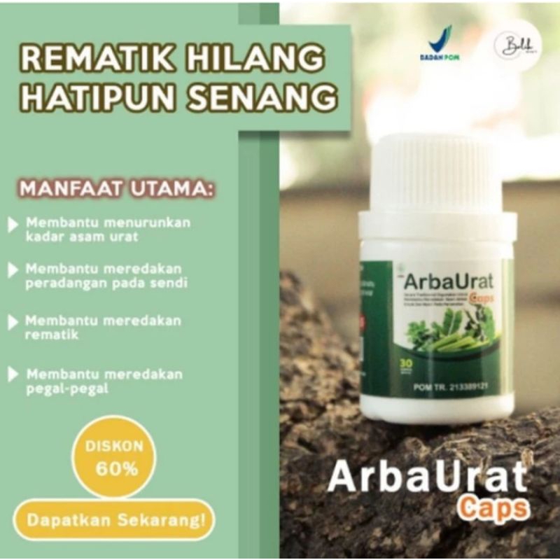 Obat Herbal ArbaUrat Caps Asli Original Mengatasi Segala Penyakit Seperti Asam Urat Rematik Nyeri Se