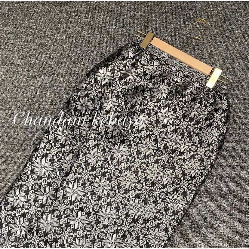 Rok Songket Span Hitam silver