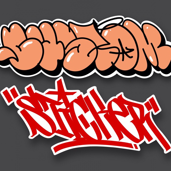 

KP8 custom sticker tagging throwup piece graffiti stikerslap nama sendiri