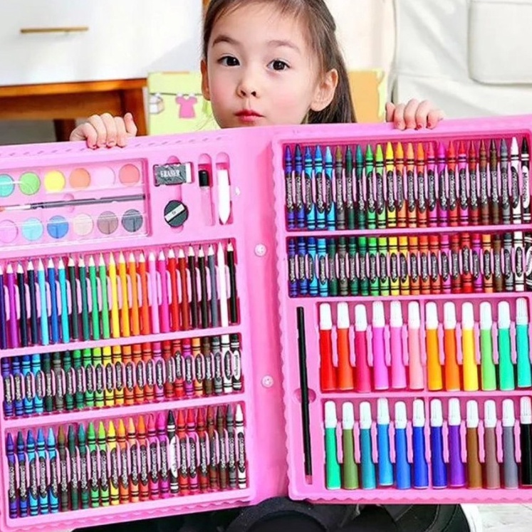 

HJ6 EM Stationery Set Isi 86 Pcs Pensil Crayon Warna Cat Air Menggambar