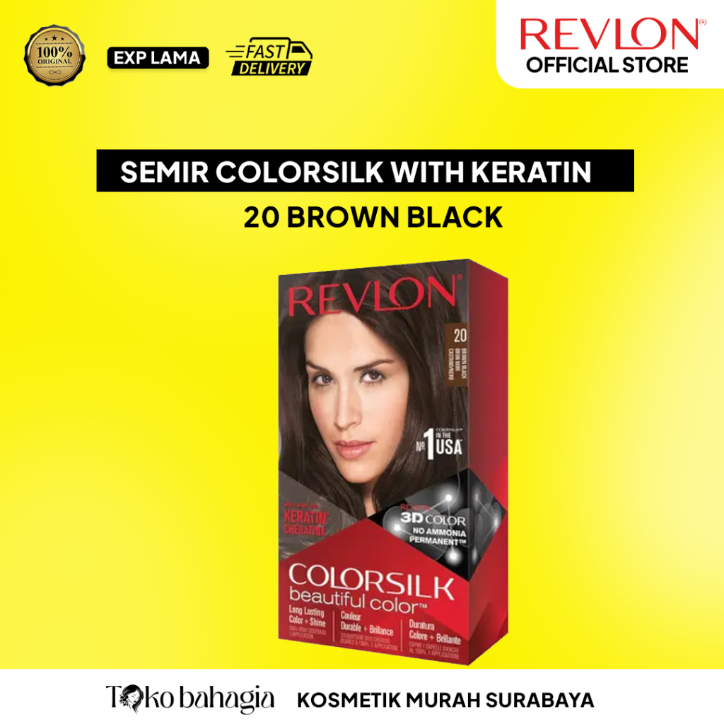 Revlon Colorsilk Hair Color Cat Rambut - 20 Brown Black