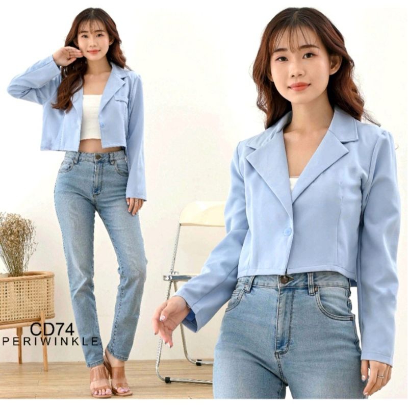 FANBATIKKU - Blazer Crop | Blazer Wanita | Outer Lengan Panjang Crop Wanita | Premium Murah