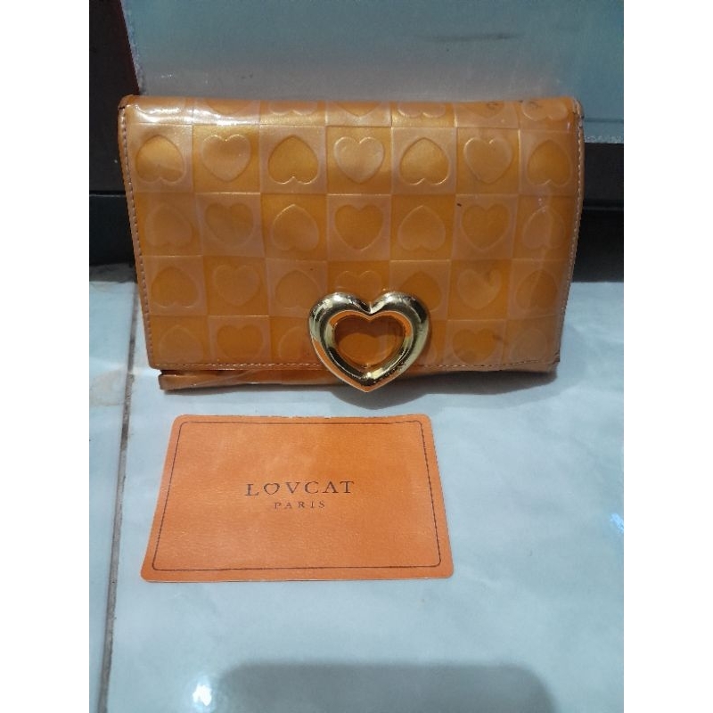 DOMPET LIPAT LOVE CAT kulit asli Branded original lengkap tag nomor seri embos preloved tas second m