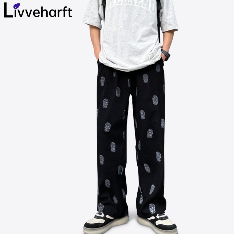 siap kirim LivveharftCelana Corduroy Hitam Pria Celana Panjang Pria Kulot