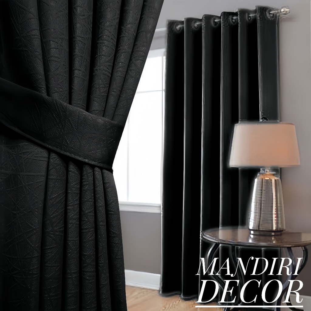 Gorden Jendela Dan Pintu Kamar Minimalis Bahan Blackout Import Polos Premium Warna Hitam